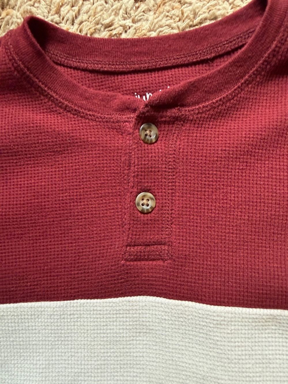 Size 8 boys Jumping Beans bundle of two colorblock waffle knit Henley shirts. - Picture 8 of 9